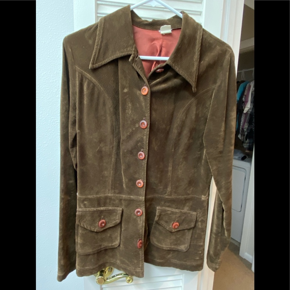 🤎VINTAGE • brown suedette jacket